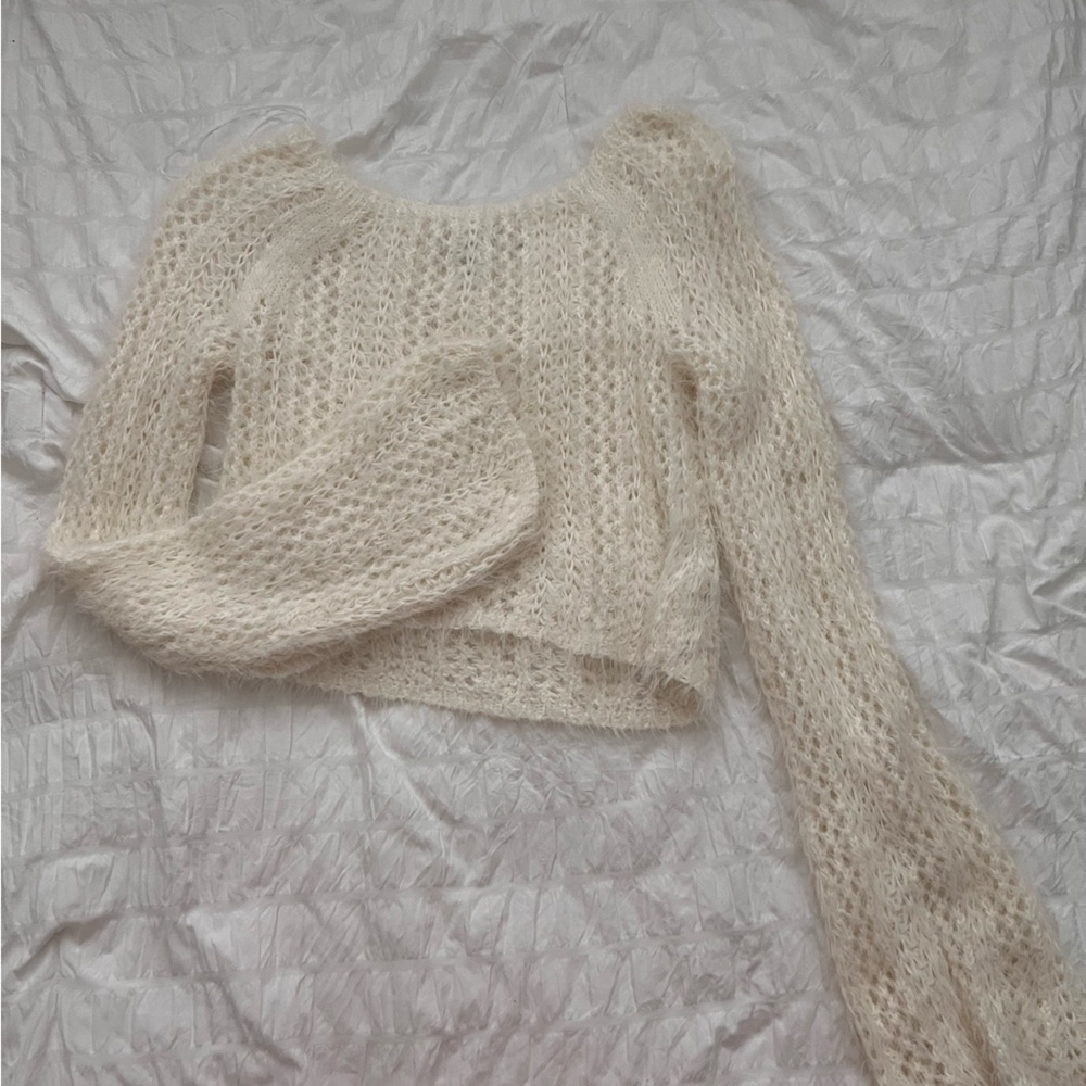 Furry, cropped, thin sweater